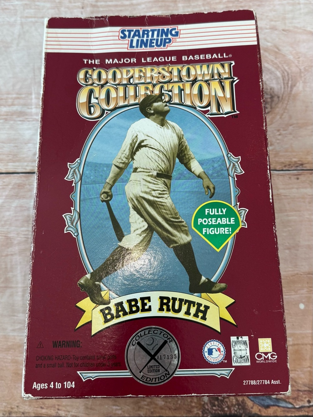 Starting Lineup Cooperstown Collection Babe Ruth Posable Action Figure NIB 12”